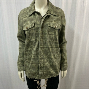 FOREVER 21 Green Denim Jacket with Geometric Print, Size Small​